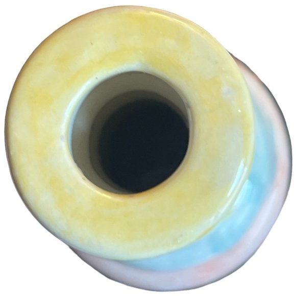 Handpainted Ceramic TAPER CANLDEHOLDER Pastel Colors Watercolor Effect 8"t x 4"w - Picture 3 of 9